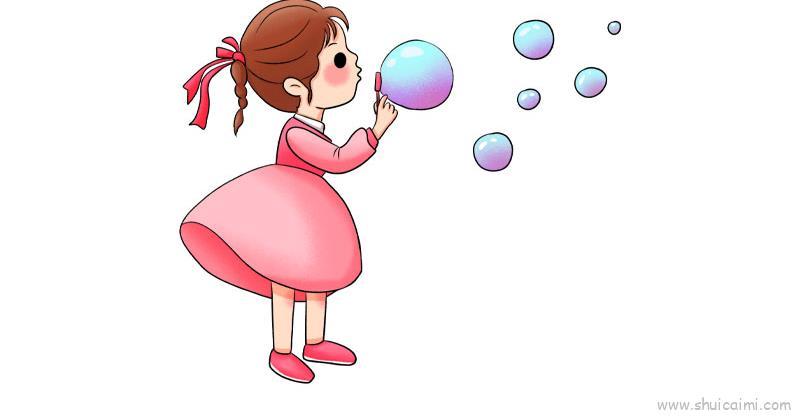 教師吹泡泡簡(jiǎn)筆畫(huà)