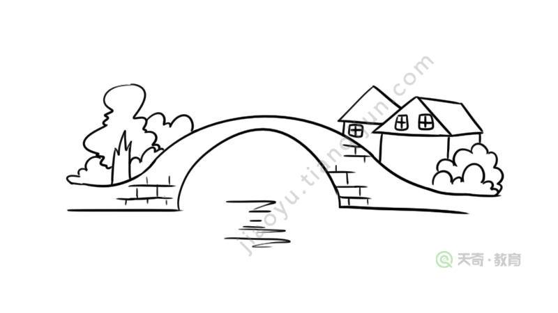 小橋船手簡(jiǎn)筆畫(huà)